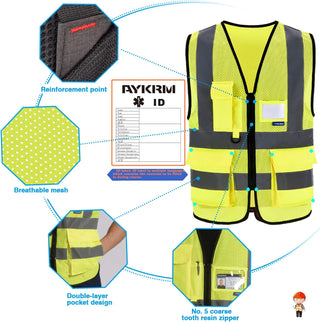 AYKRM High Visibility Reflective Safety Vest