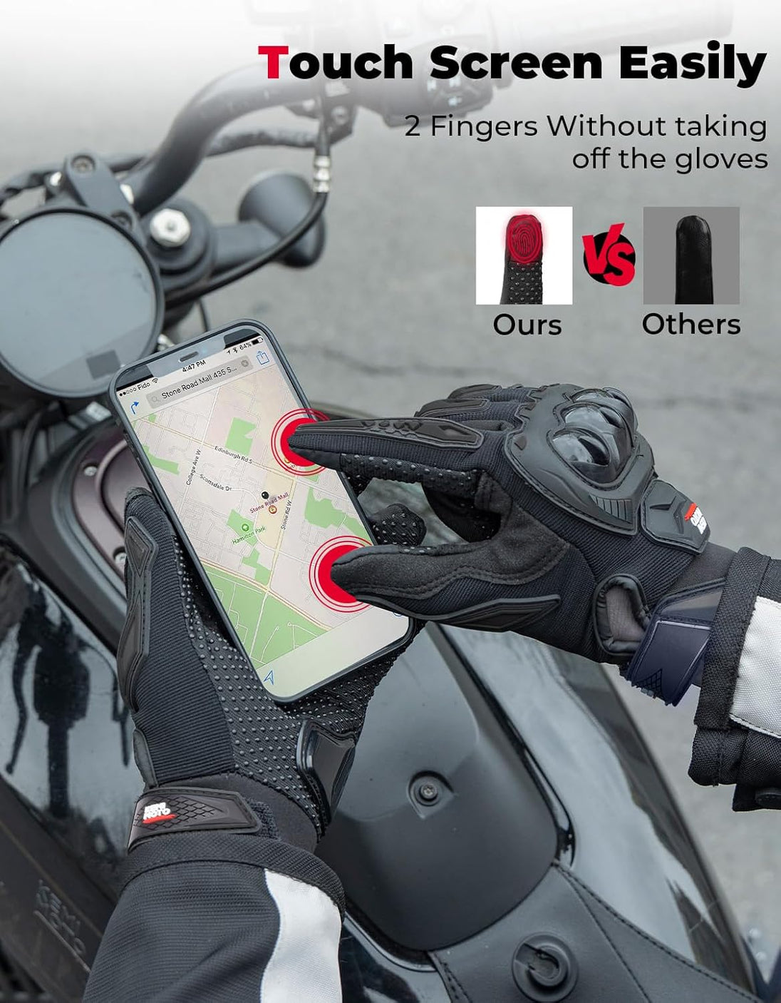 KEMIMOTO Men's Motorcycle Gloves