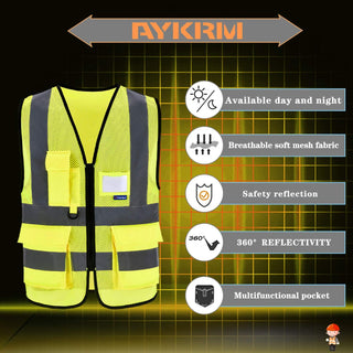 AYKRM High Visibility Reflective Safety Vest