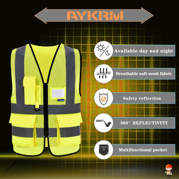 AYKRM High Visibility Reflective Safety Vest